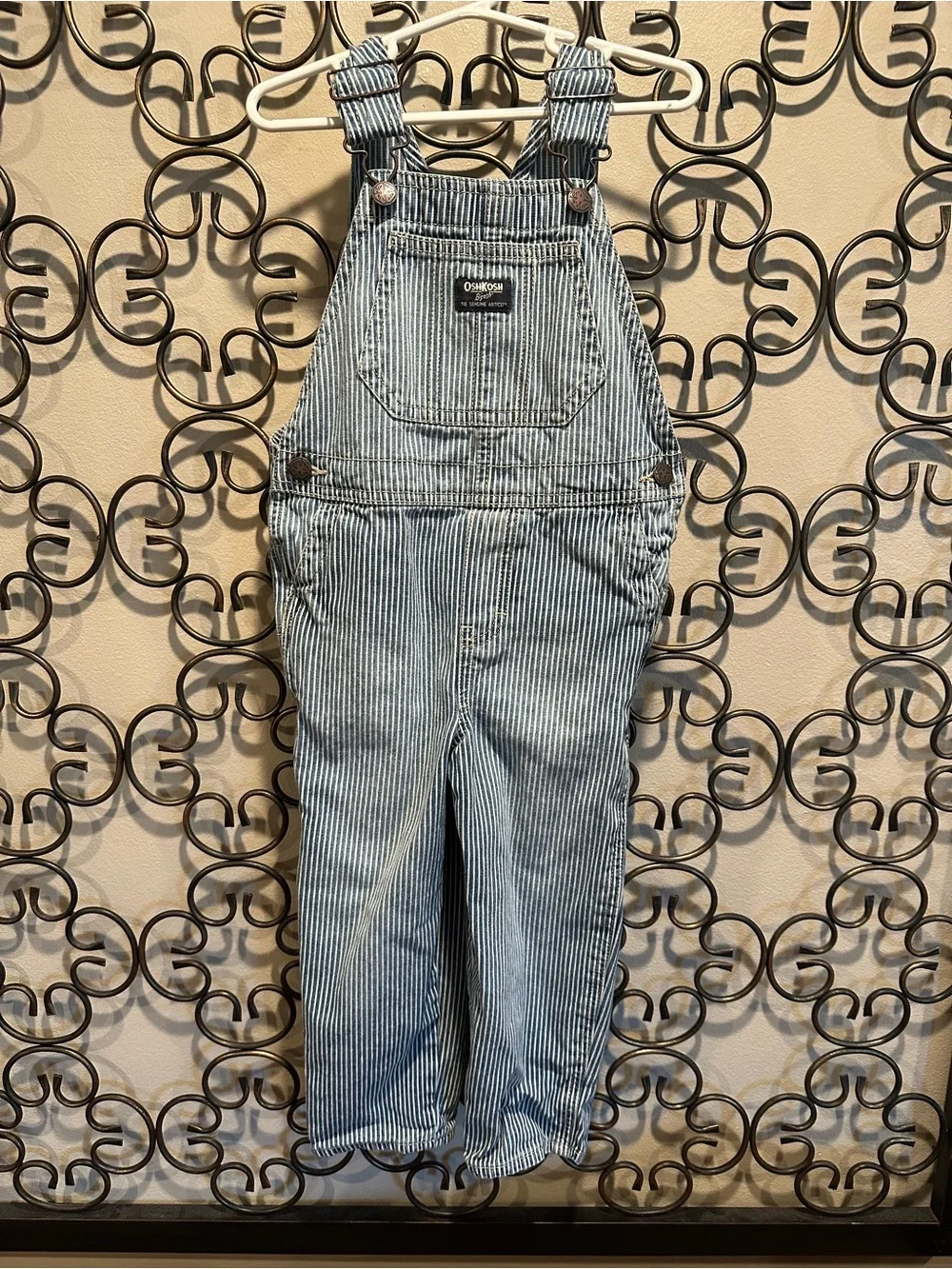 OshKosh B'gosh Blue and White Pinstripe Overalls